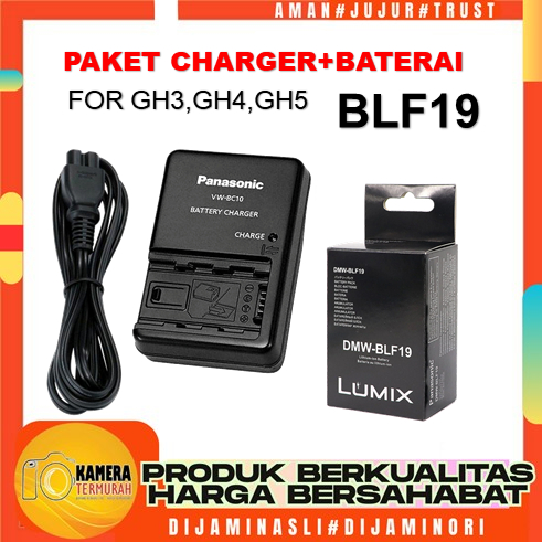 Paket Baterai + Charger Lumix DMW-BLF19 for Lumix GH3, GH4 dan GH5