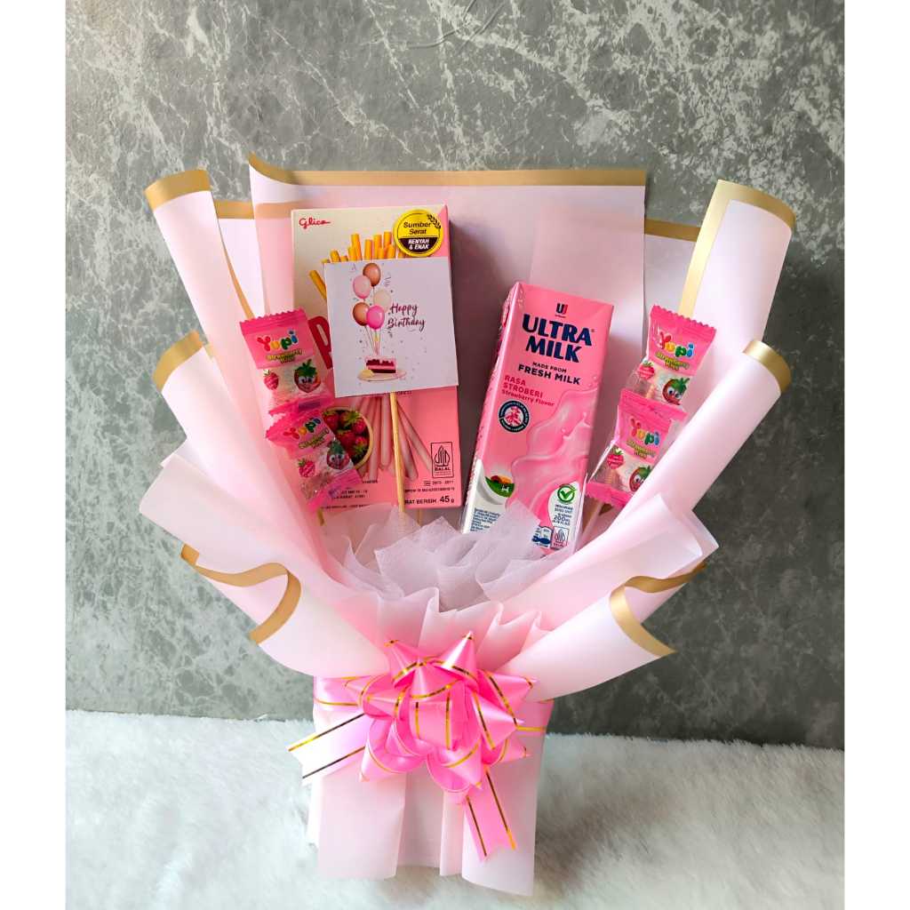 

Bouquet Custom - Pocky dan Susu Ultra