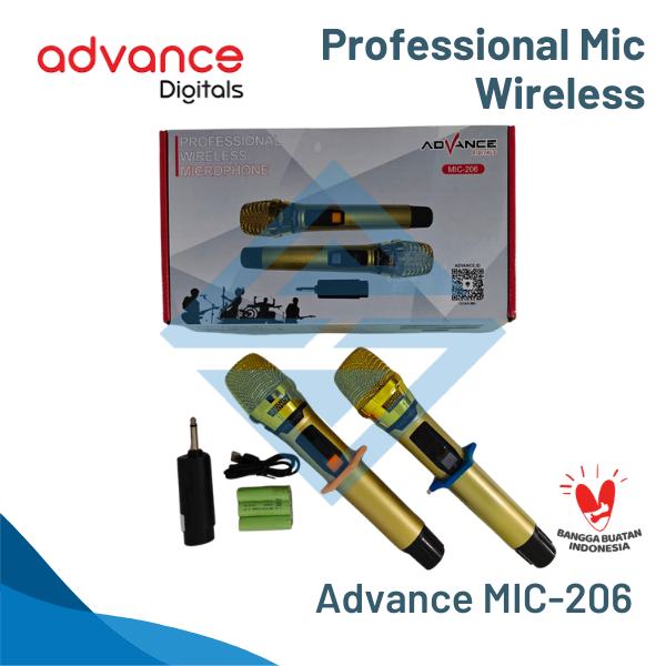 ADVANCE Microphone Wireless UHF PRO Charge USB dan Receiver Paket Lengkap 2 Mic Siap Pakai