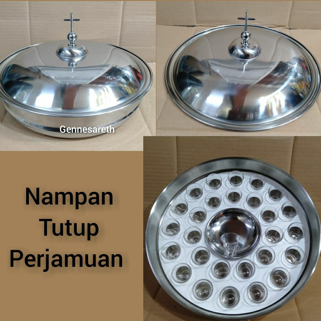 Nampan Perjamuan Kudus/Gelas Perjamuan Kudus/Sloki Perjamuan/Tutup Nampan Perjamuan Kudus Kristen