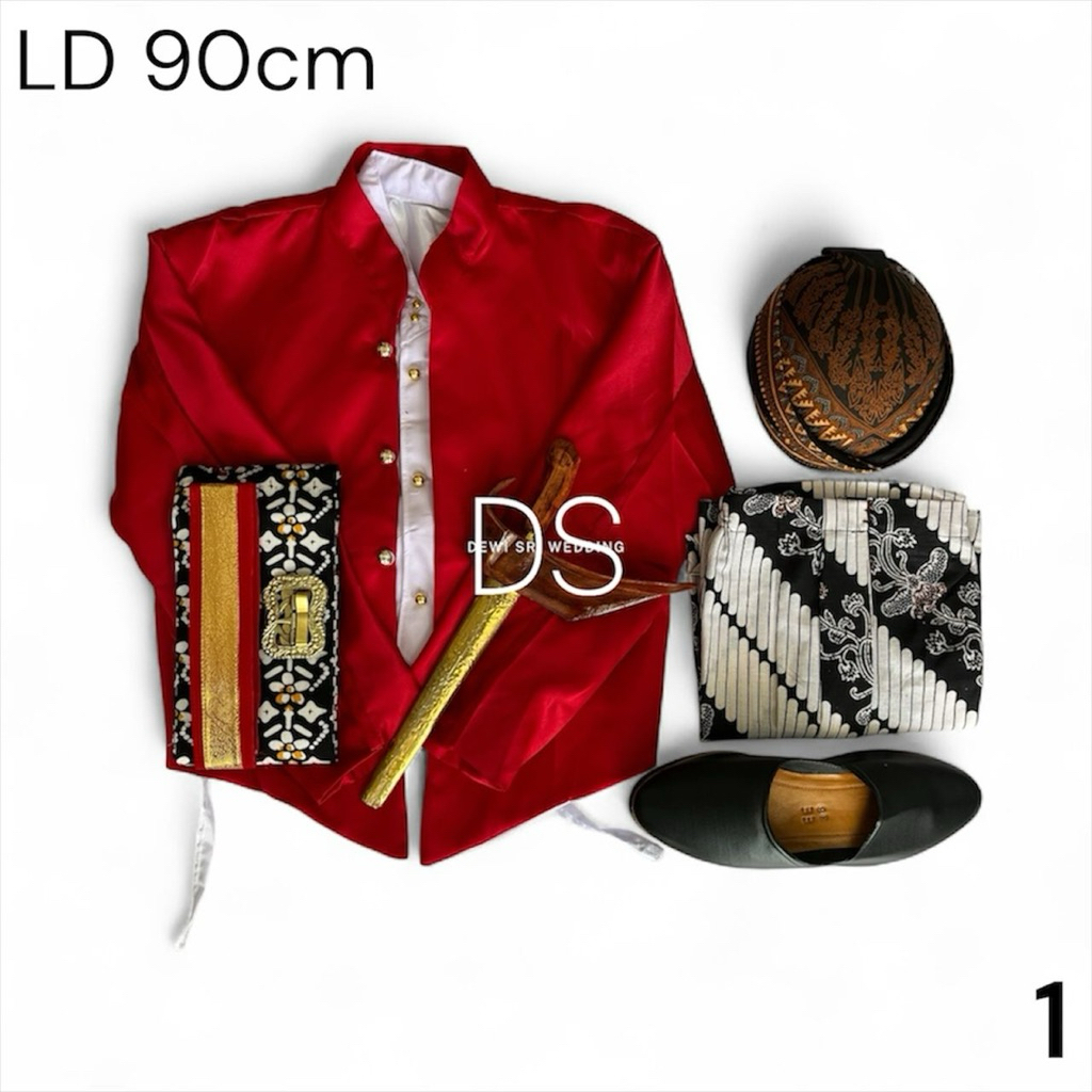 Beskap Anak Putra Jawa Fullset Keris Blangkon
