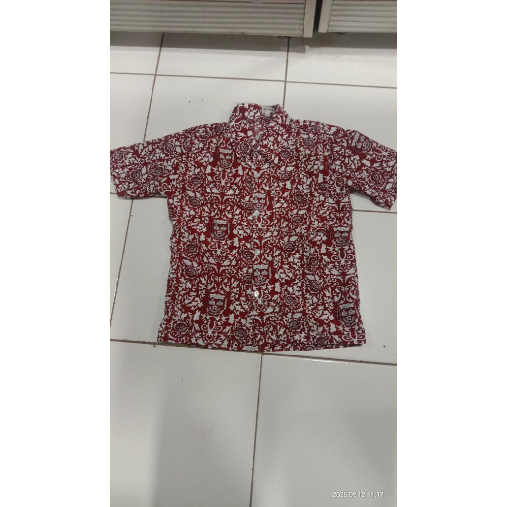 baju batik pringsewu Lampung pendek sekolah SD lengan pendek pria  Pringsewu batik anak