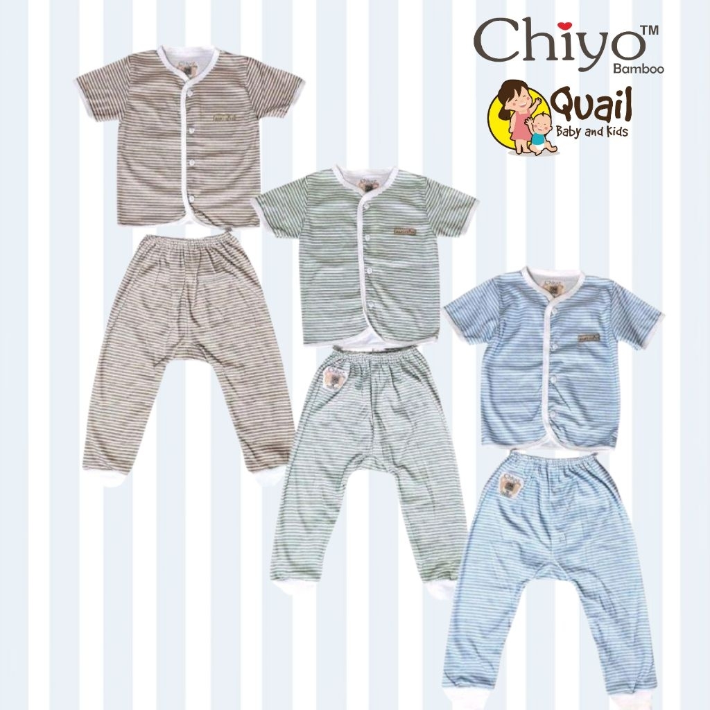 CHIYO Baby Wear Setelan Baju Pendek + Celana Panjang Kancing Depan  Ukuran M ( USIA 6 - 9 BULAN ) Qu