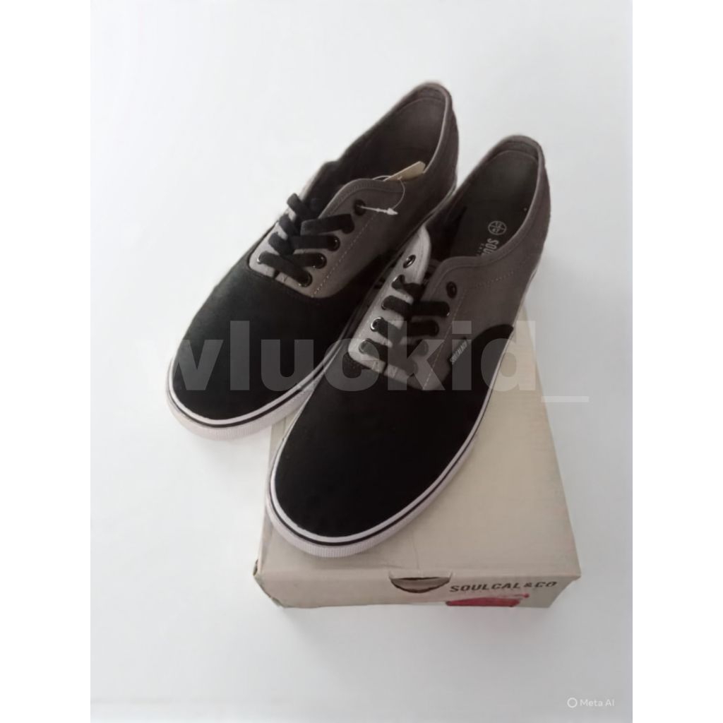 Sepatu Soulcal Fashion Canvas Pumps Original Size 47// Sepatu Canvas Pria Wanita Black Grey Original