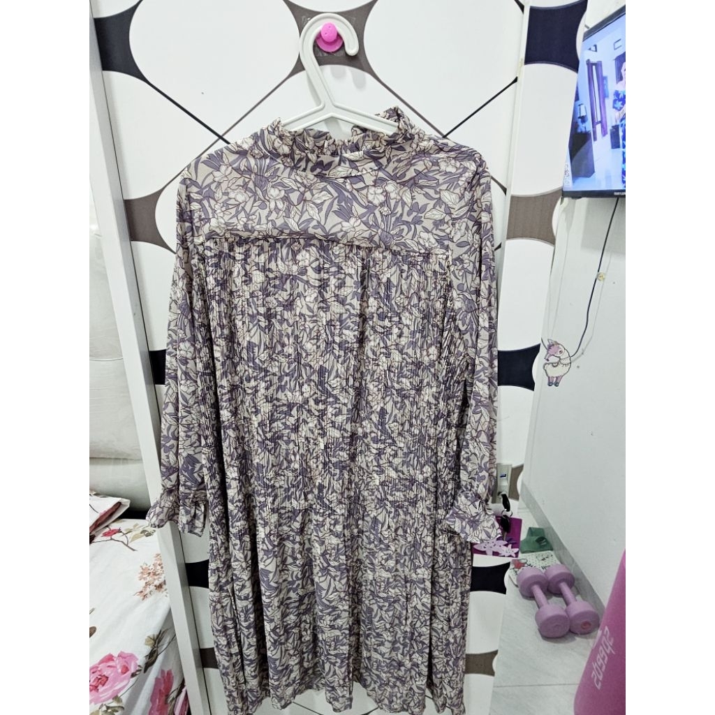Preloved Dress Motif Bunga / gamis / baju pantai / baju muslim