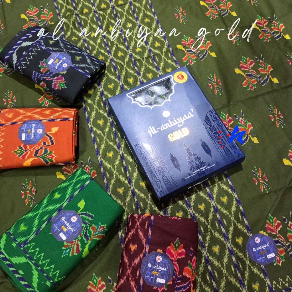 Sarung Al Anbiyaa Gold Motif Lamiri MST | Sarung Santri Dewasa Seragam Bukan Print Bahan Katun