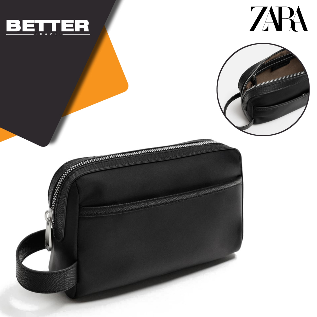 ZARA clutch pria tas hand bag casual traveling toiletry daily jinjing full black