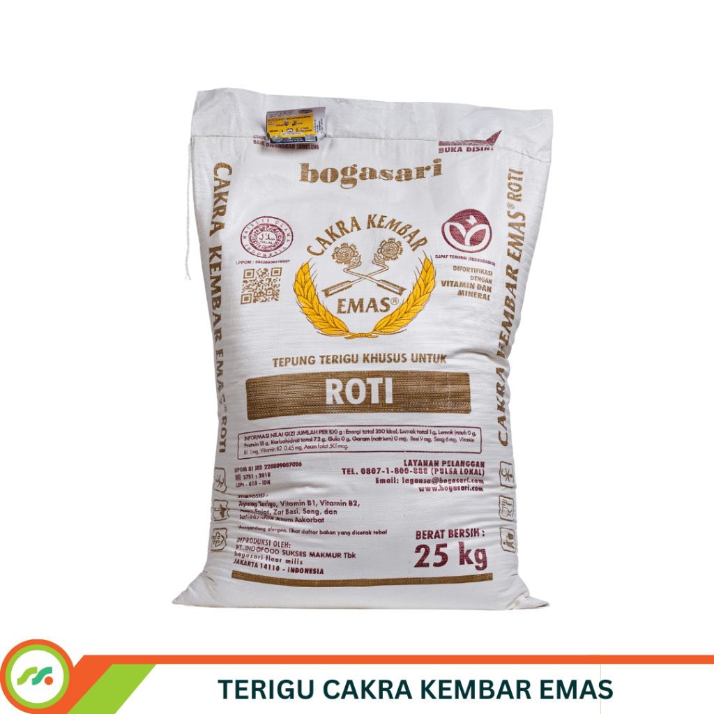 Tepung Terigu Cakra Kembar Emas Roti 25Kg