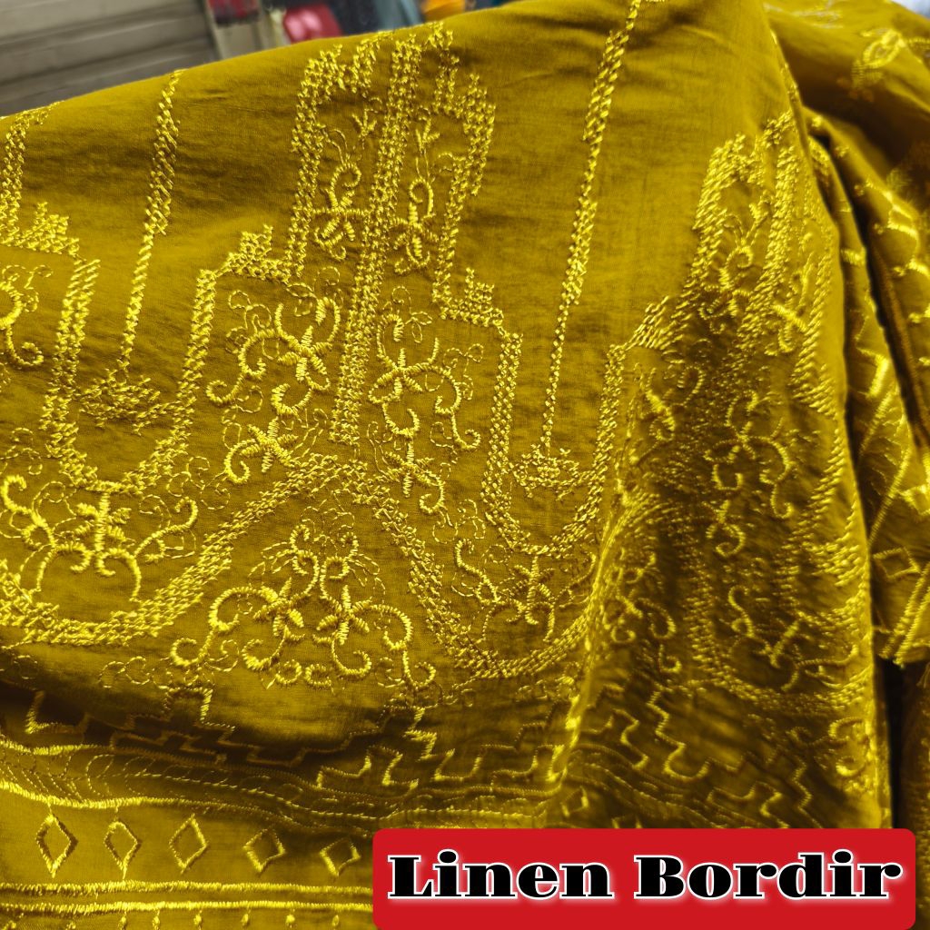 Kain Bahan Linen Bordir Premium/Bahan Kain Linen bordir [harga ½ meter]