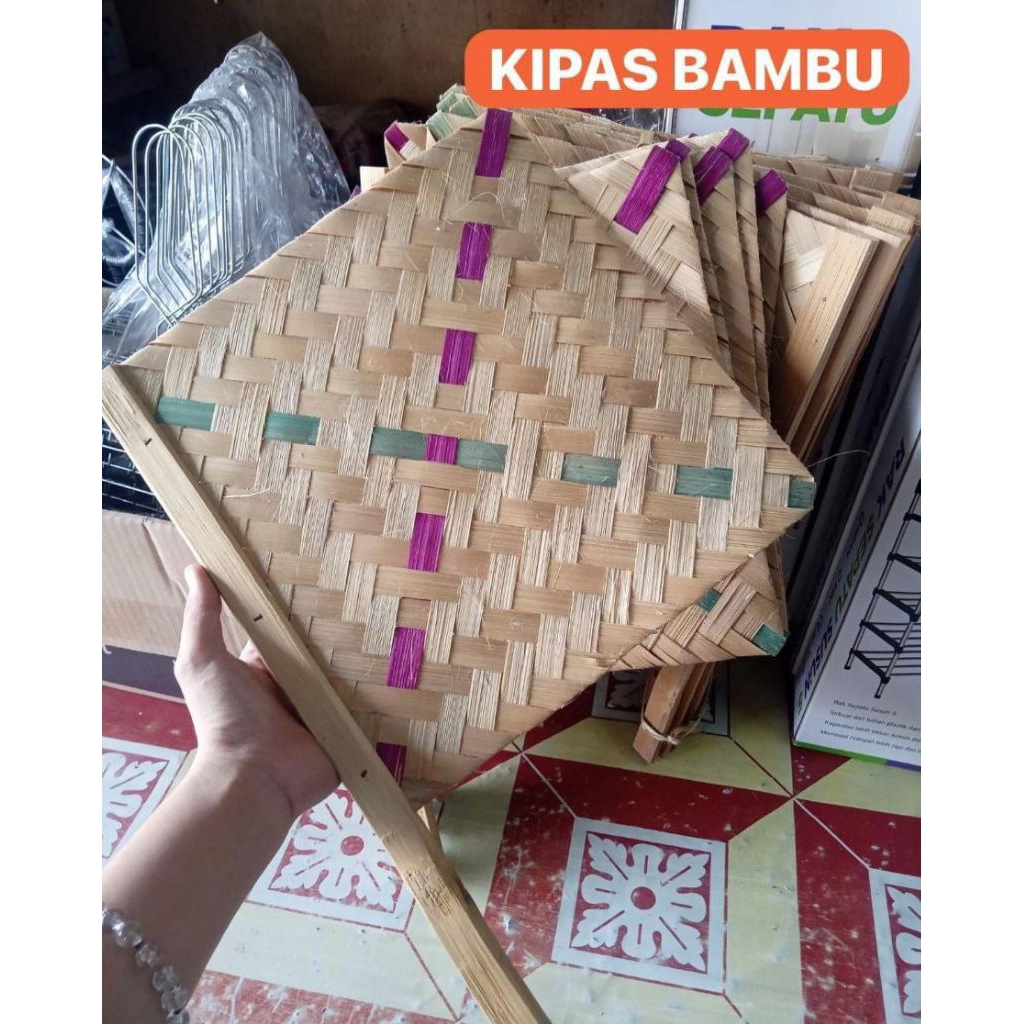 Kipas Bambu Anyaman Kipas Sate manual Kipas Bambu Warna Anyaman Kipas Tangan
