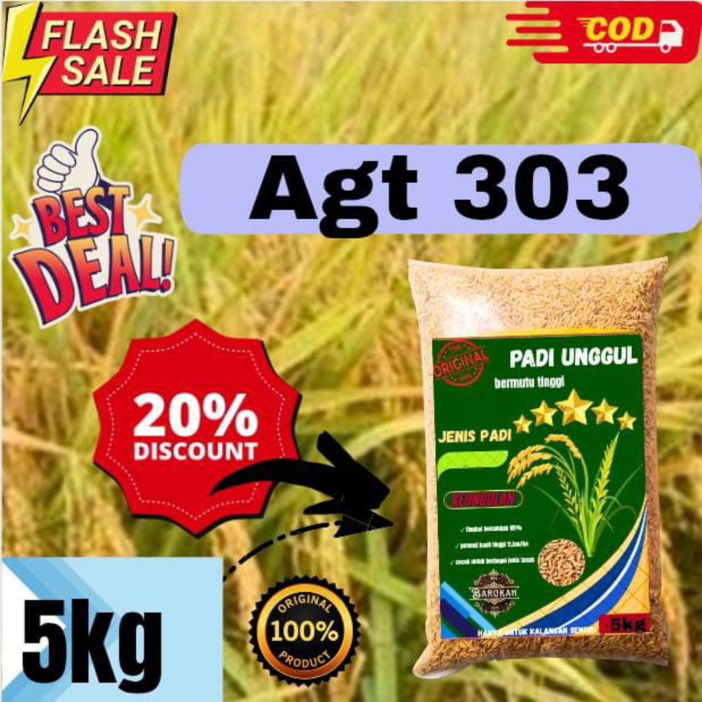 benih padi AGT 303, original kemasan 5kg