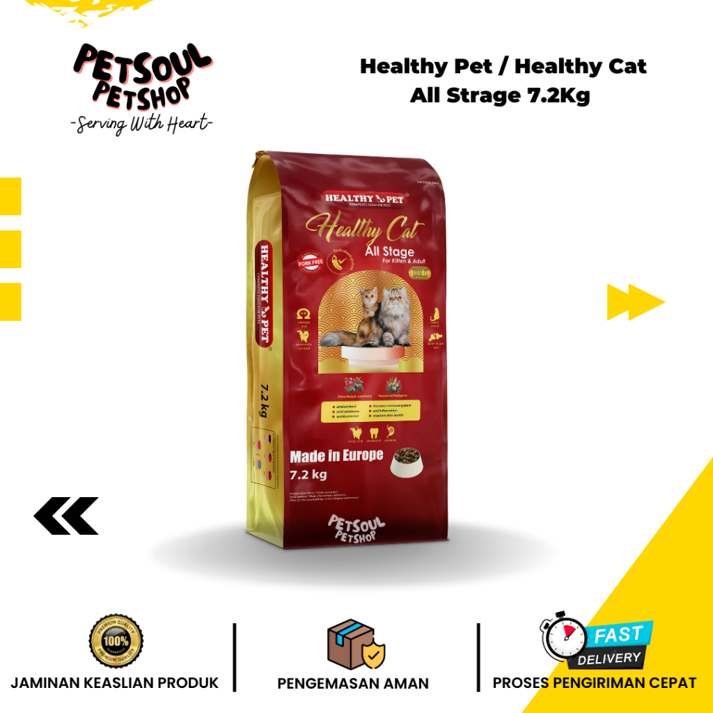 Makanan Kucing Healthy Pet Gold 7.2kg / Healthy Cat All Stages 7.2kg / Healthy Cat Gold