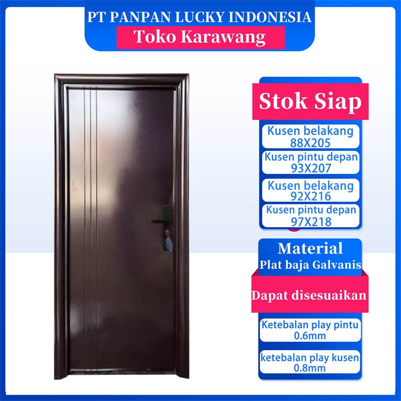 PANPAN - (LUXURY SINGLE PAN) Pintu Baja Single satu set Lengkap Berkualitas / Pintu Utama / Kamar / 