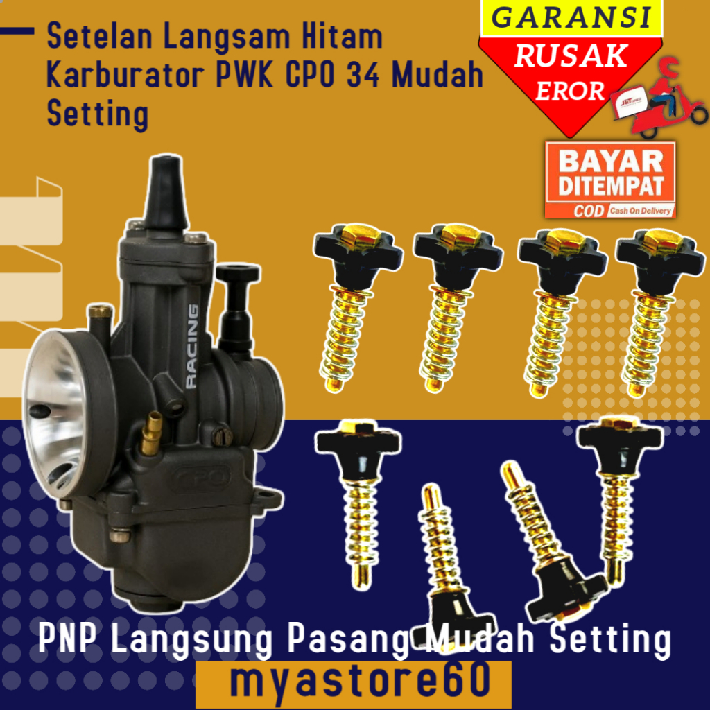 Setelan Stelan Gas Stasioner Langsam Lansam Langsm Karburator Karbu PWK CPO 34 Mudah Setting