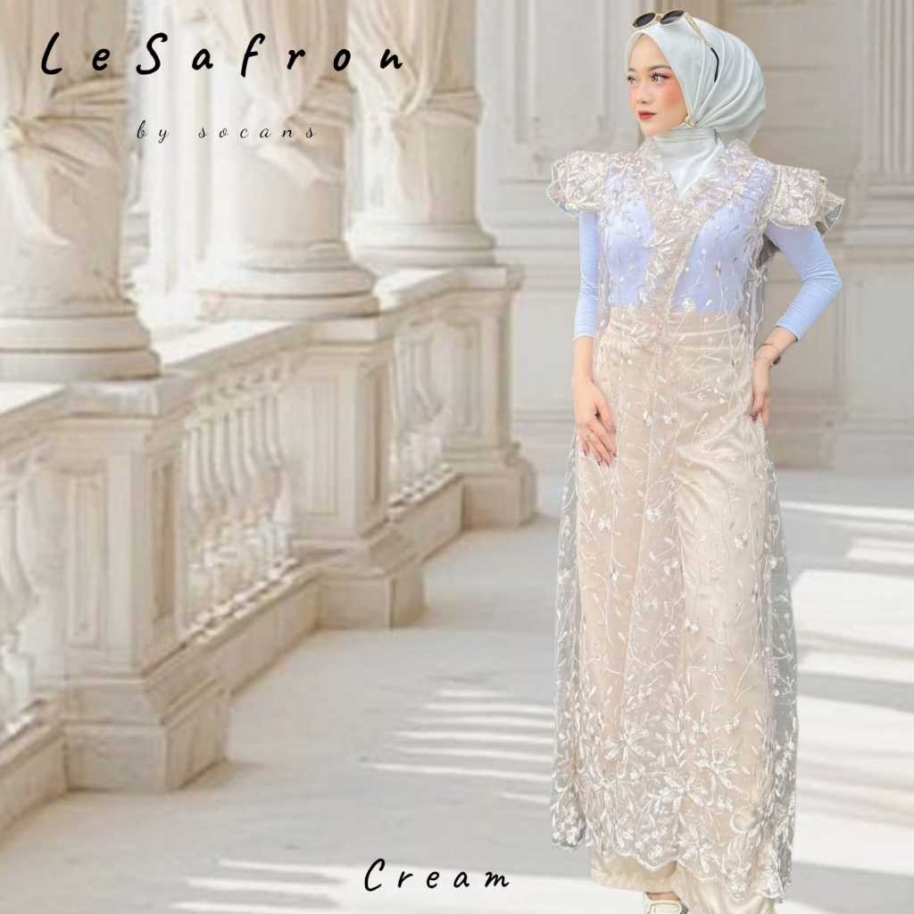 LeSafron set OUTER panjang 2in1 | tile bordir | oneset setelan Celana | utk pesta kondangan seragam 