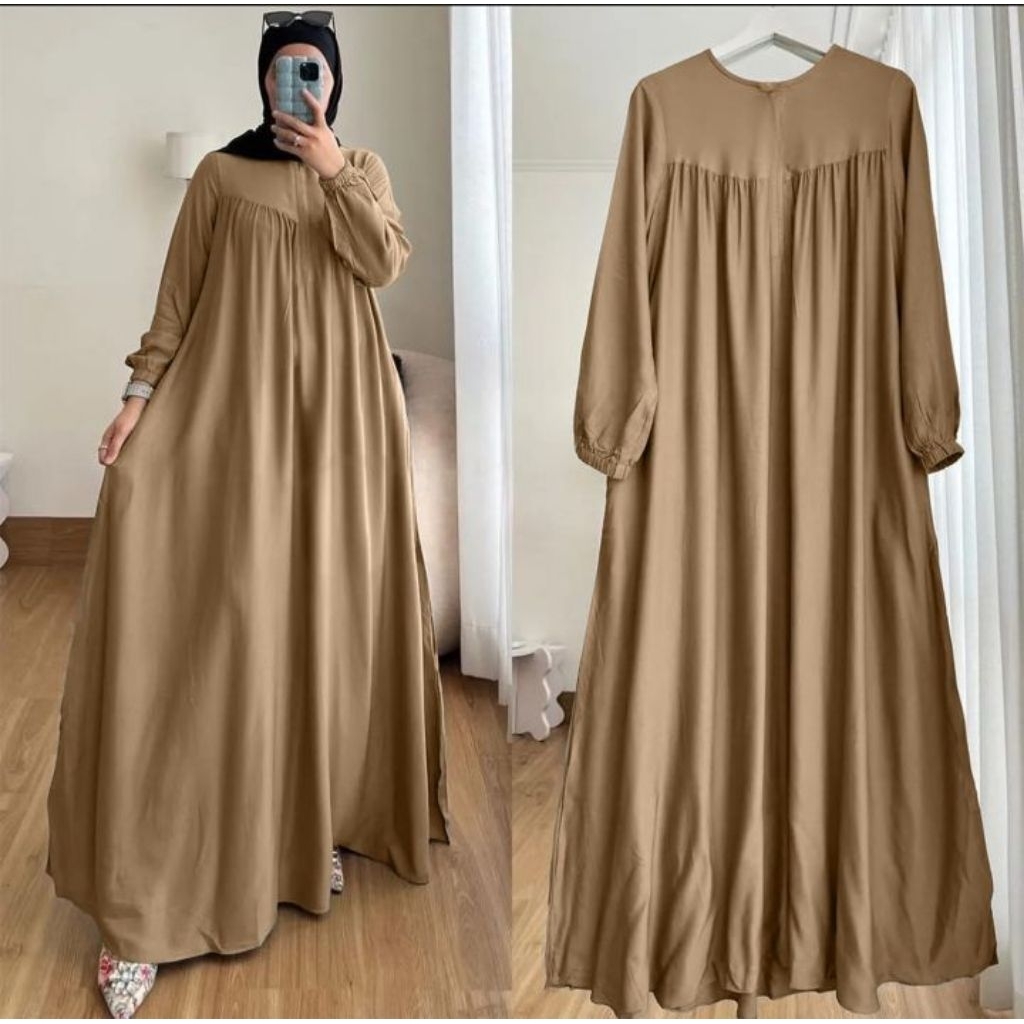 Gamis Wanita Polos Terbaru Elegan