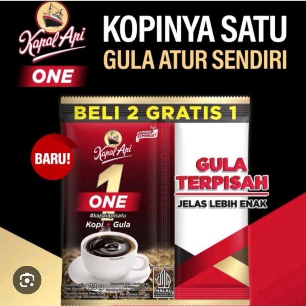 

Kopi Kapal Api One Gula Terpisah isi 12