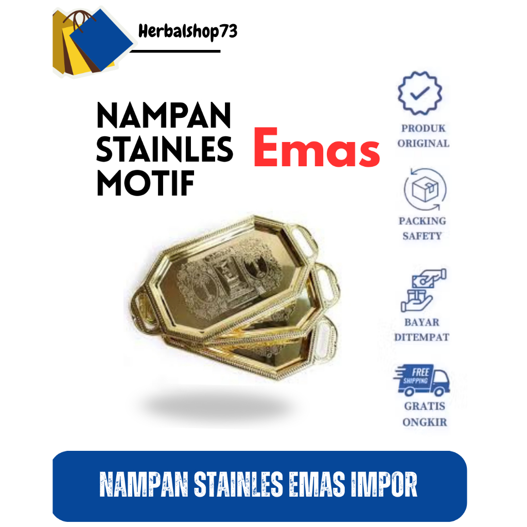 Nampan Saji Jamuan Arab saudi Stainless Emas