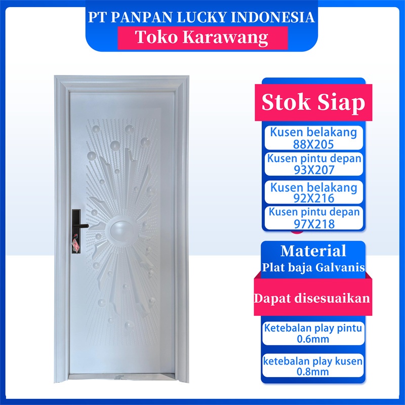 PANPAN - (LUXURY SINGLE PAN) Pintu Baja Single satu set Lengkap Berkualitas / Pintu Utama / Kamar / 