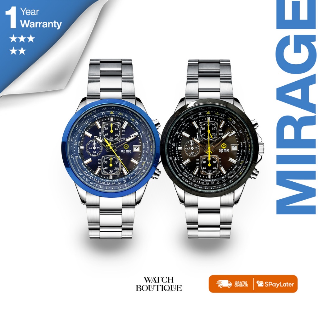 [NEW]OPMO Mirage Jam Tangan Pria Stainless Oyster Bracelet Strap Sweep Movement Free Box Exclusive