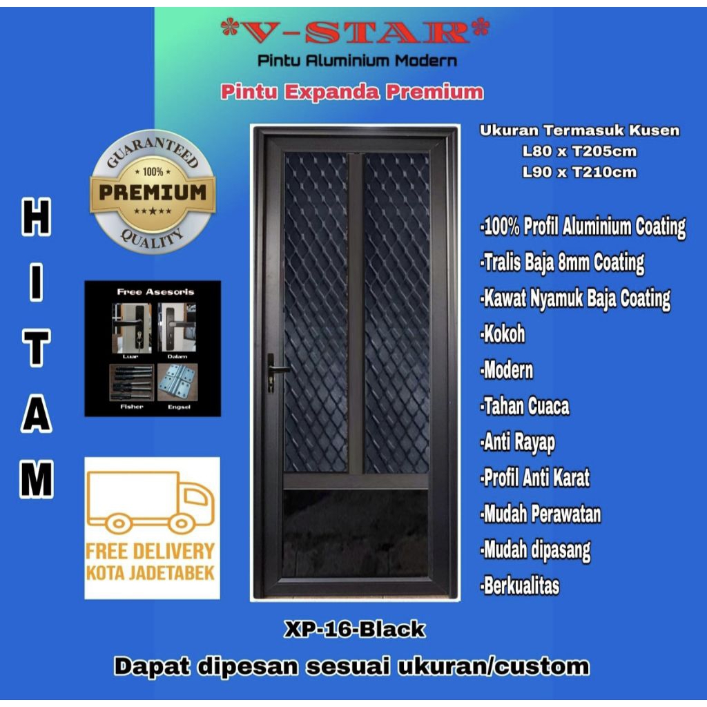 Pintu Tralis Anti Nyamuk Aluminium Expanda Premium XP16 Black