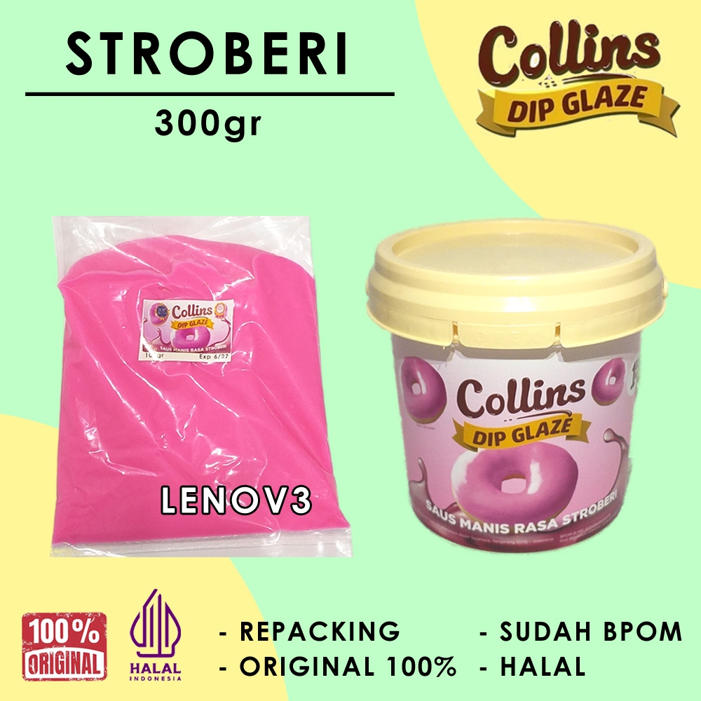 

COLLINS Dip Glaze Selai Rasa Stroberi 300gr Original Lezat | Selai untuk Roti, Donat dan Makanan.