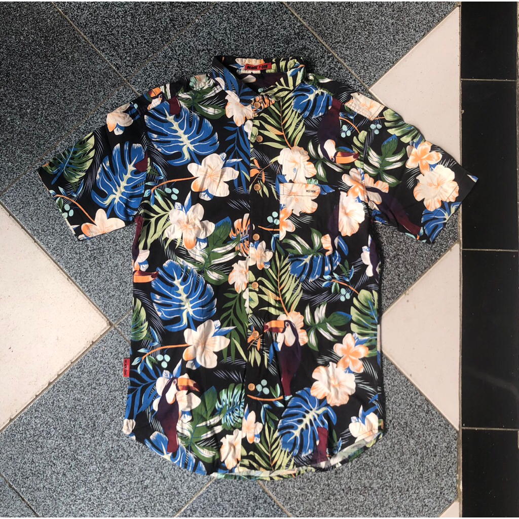 kemeja pantai black 7-ONE