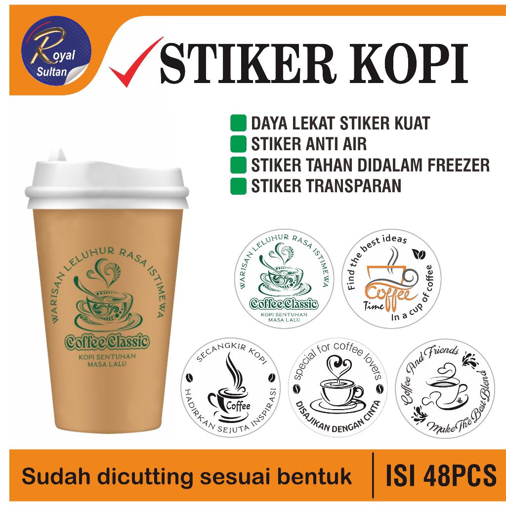 Stiker minuman Cup Kopi / Coffee cup / kemasan minuman / kemasan botol