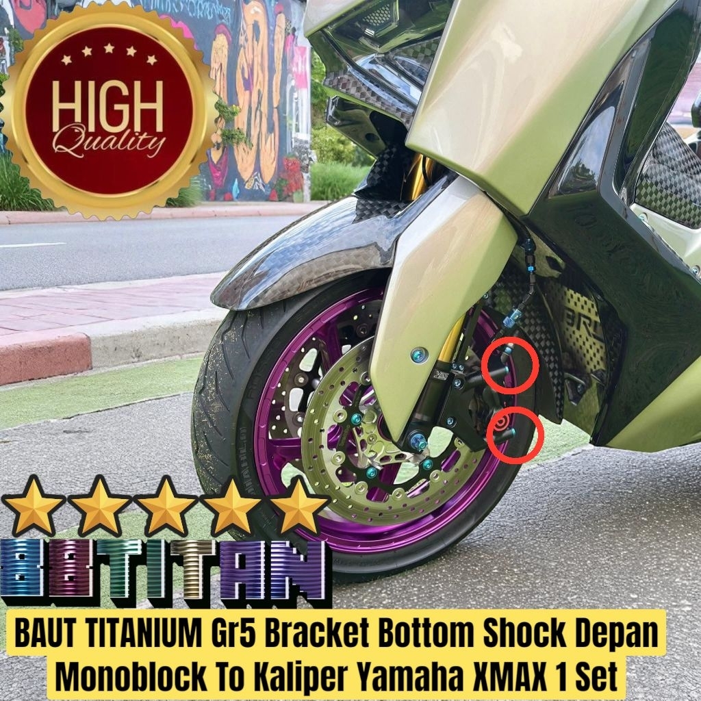 Baut Titanium Gr5 Bracket Bottom Shock Monoblock Depan Yamaha XMAX 1 Set