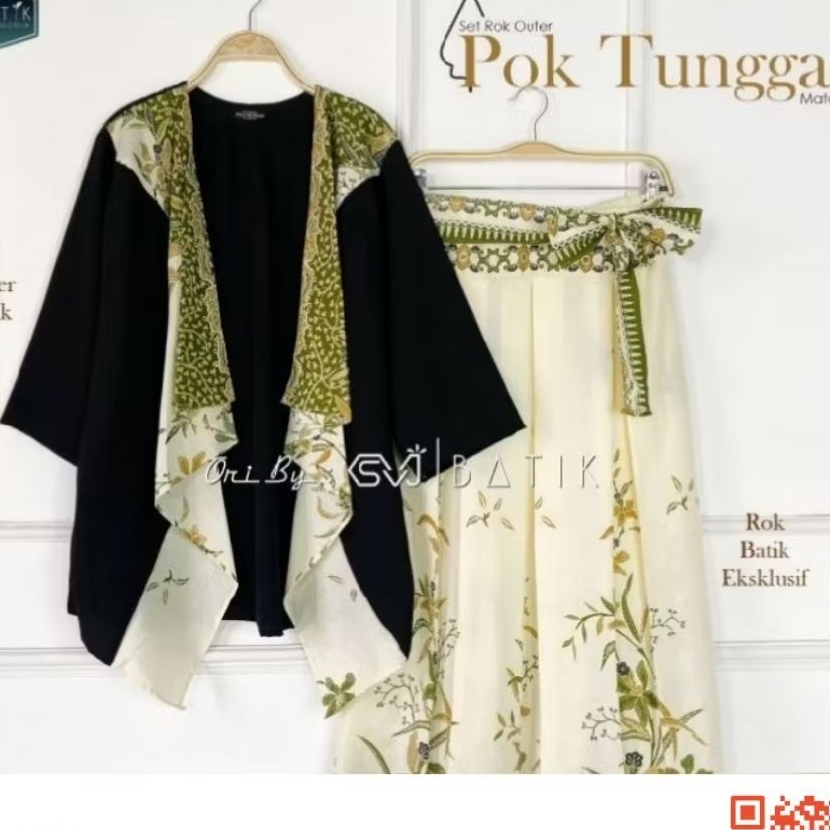set outer + rok batik modern