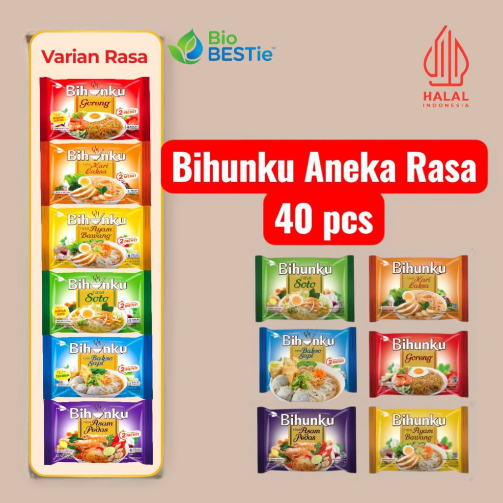 

Bihunku Instan - Mix Varian Rasa - 1 karton - 40 Pcs - 55 gr