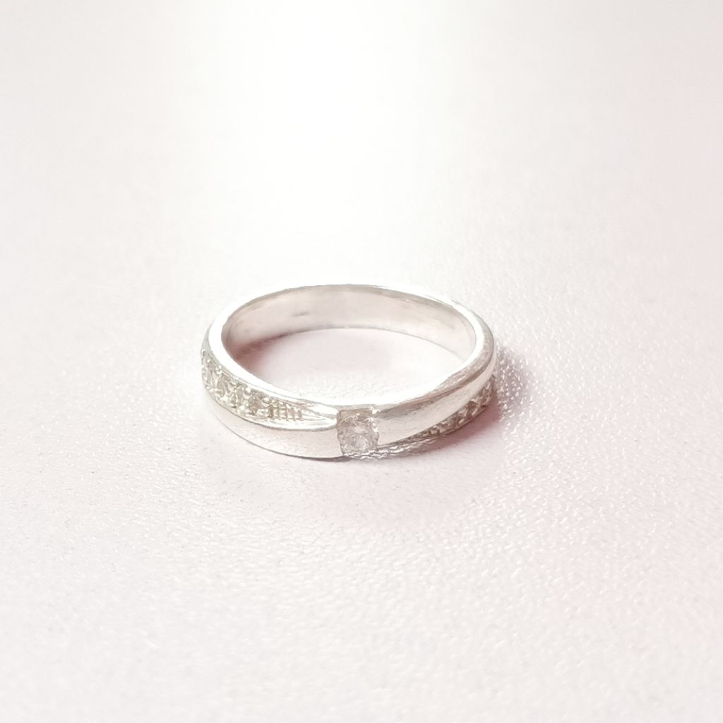 Cincin Tunangan Pria Wanita Perak Asli 925 Model Permata Lapis Emas Putih/Cincin Polos Simpel/Cincin