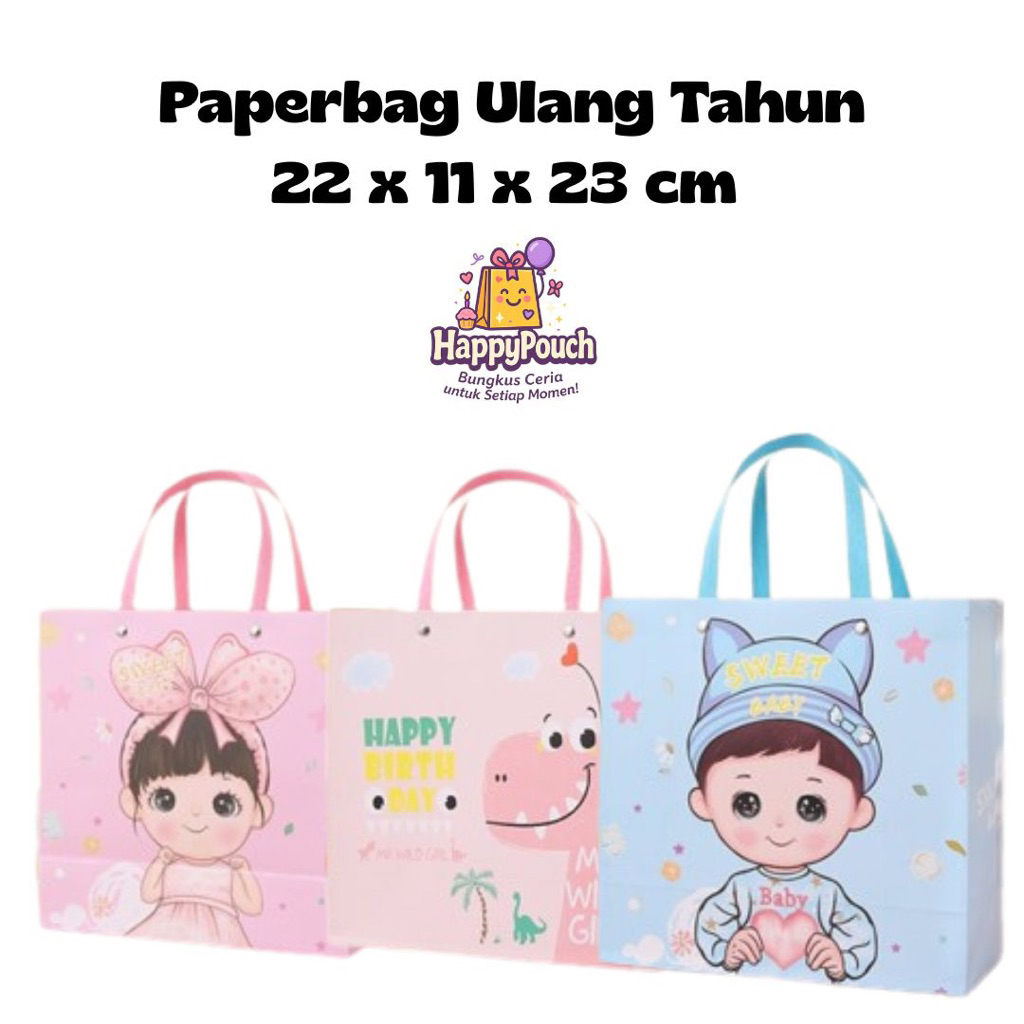 

Paperbag ulang tahun / paperbag snack ultah anak / paperbag gemass berkarakter