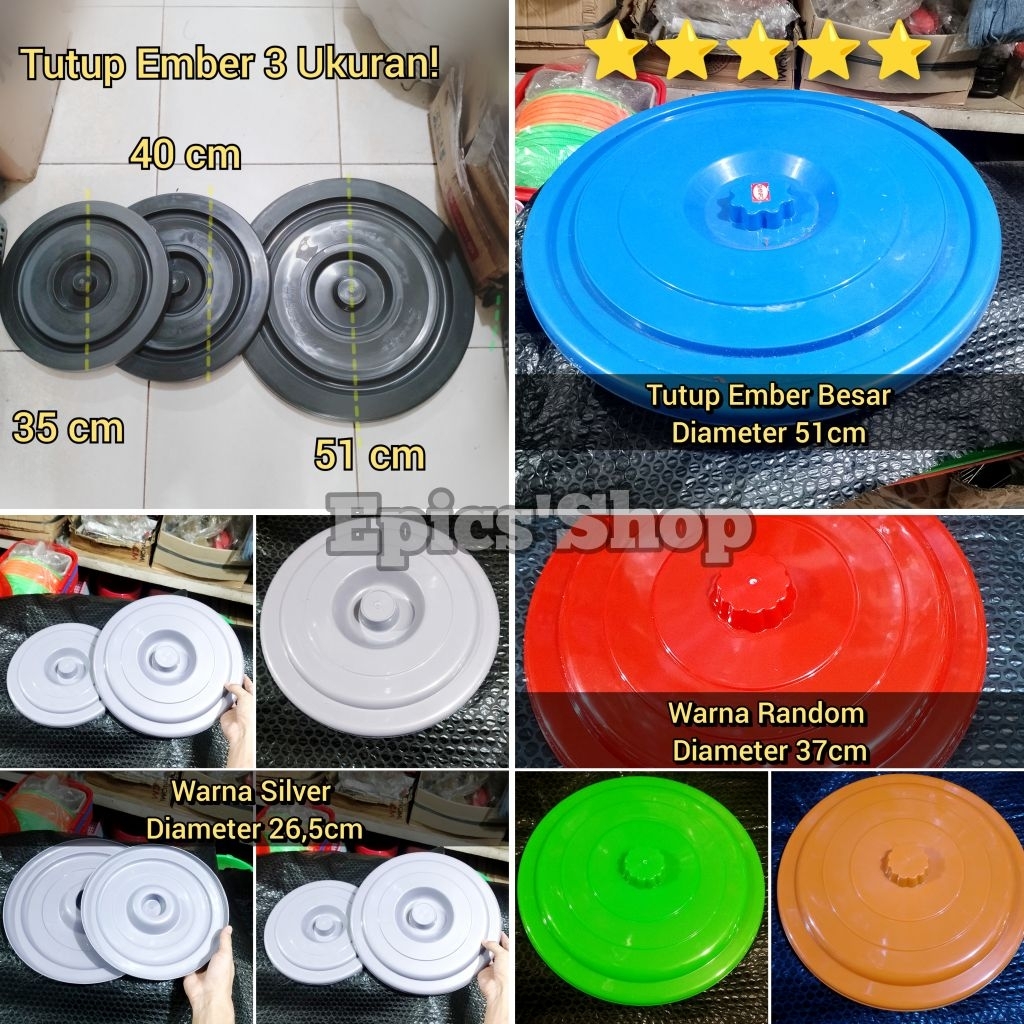 Tutup Ember Bahan Plastik 3 Ukuran - Tutup Ember Bulat Bahan Plastik - Polaris Tutup Ember 6 Galon, 