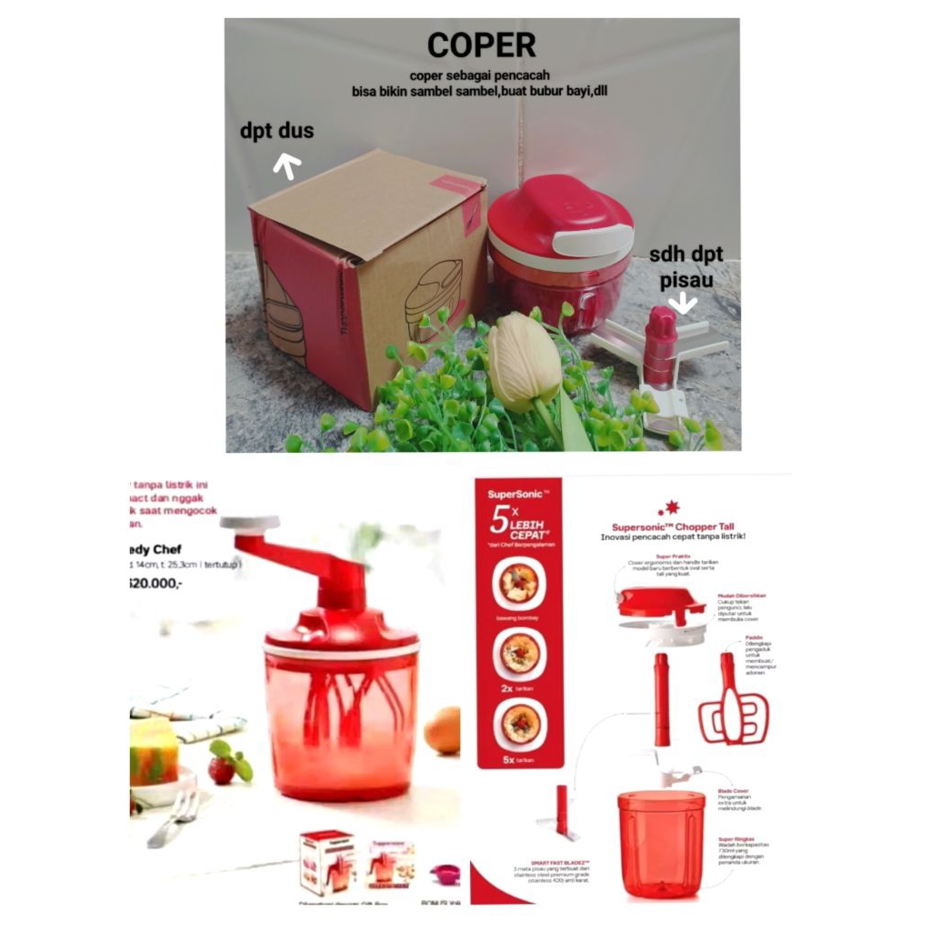 ORIGINAL TUPPERWARE BLENDER MANUAL/TARIK COPER/TALL CHOPER/SPEEDY CHEF