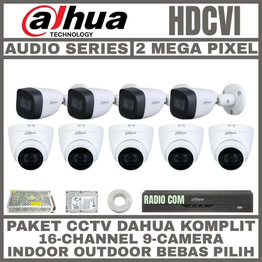 PAKET CCTV DAHUA 2MP 16 CHANNEL 9 CAMERA AUDIO BISA MEREKAM SUARA DAN VIDEO