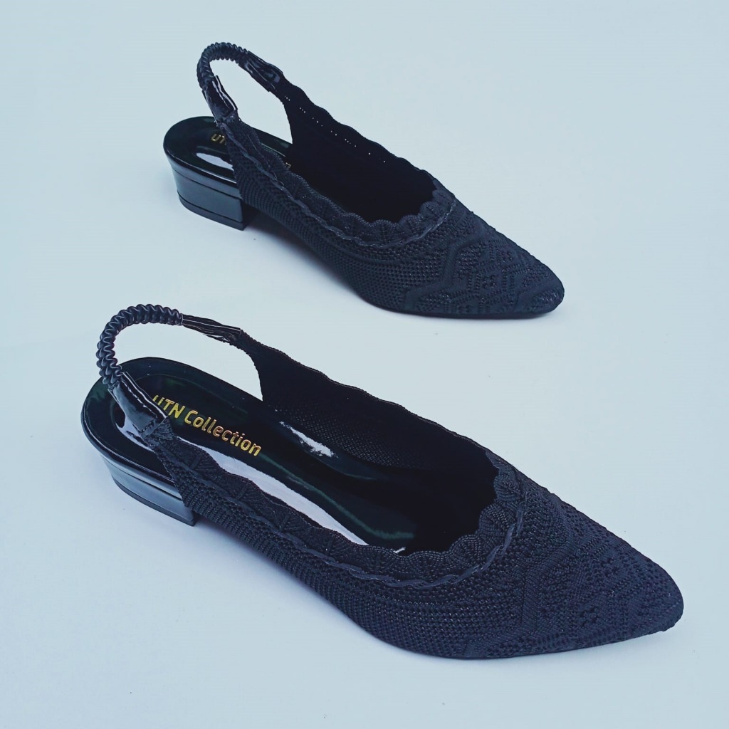 sepatu sendal wanita heels rajut import hak 3cm