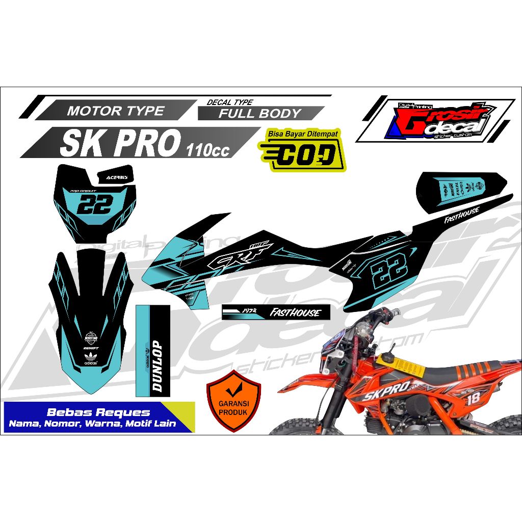 Stiker Striping Mini Trail trail Mini SK PRO 110cc Full Body Bebas Reques