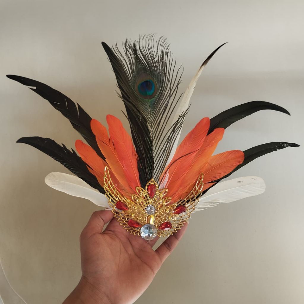 Bulu Hias Topi Komplit merak | Pin Topi Pet | Cocok Untuk Aksesoris Topi Drumband | Pramuka | Paskib