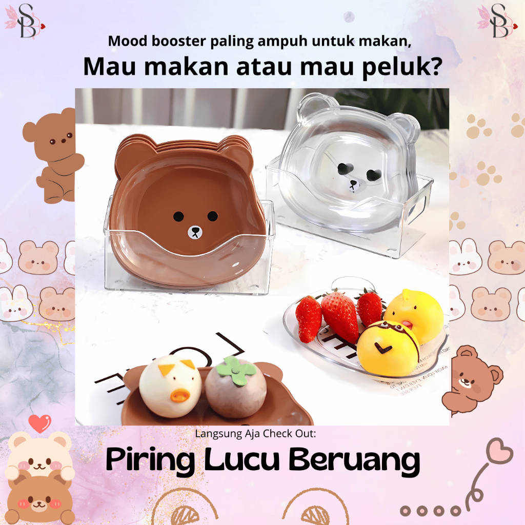 Piring Makan Lucu Anak Berbentuk Beruang Lucu / Piring Lucu /Piring Snack / Piring makan unik tempat
