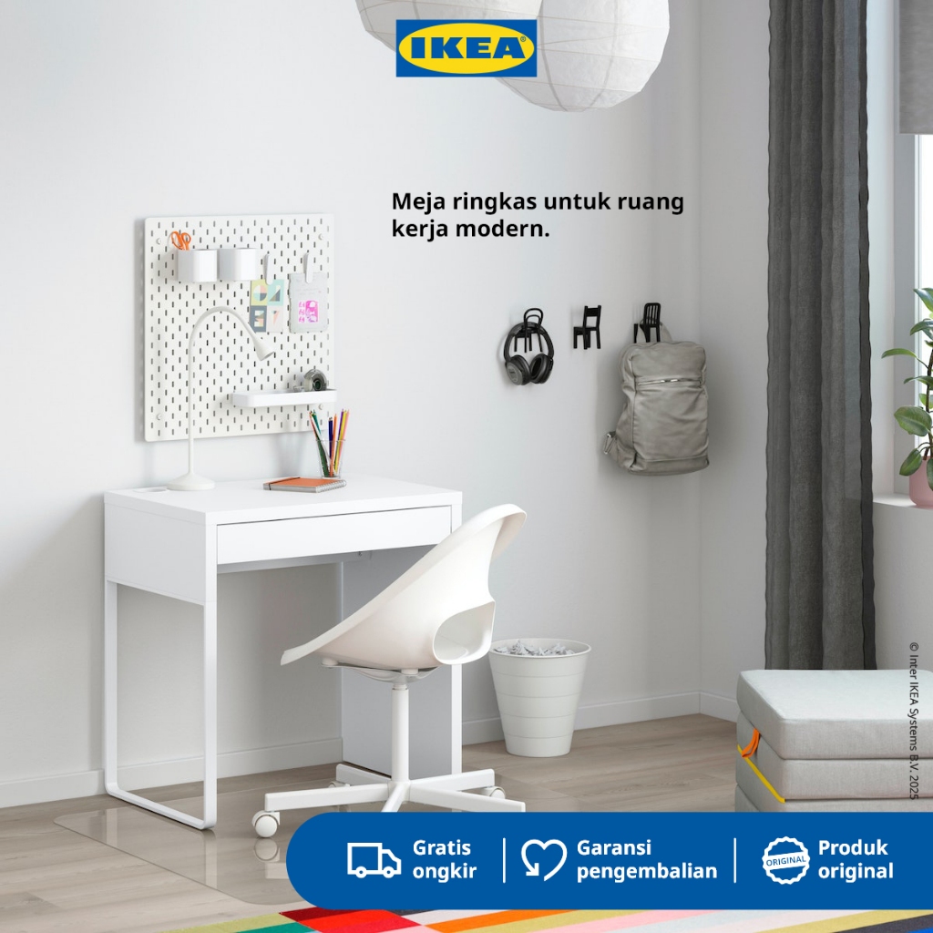 IKEA MICKE Meja Kerja dengan Laci Putih 73x50 cm