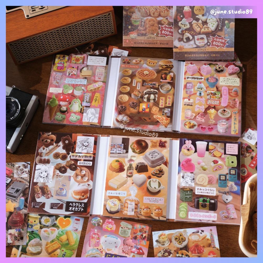 

[JUNE] 60 Lembar Deco Sticker Book HeiSei Retro Juminocore Journal Random Vintage Aesthetic Makanan Food Scenery Pemandangan Material Scrapbook Buku Harian Japanese Sunset Flight
