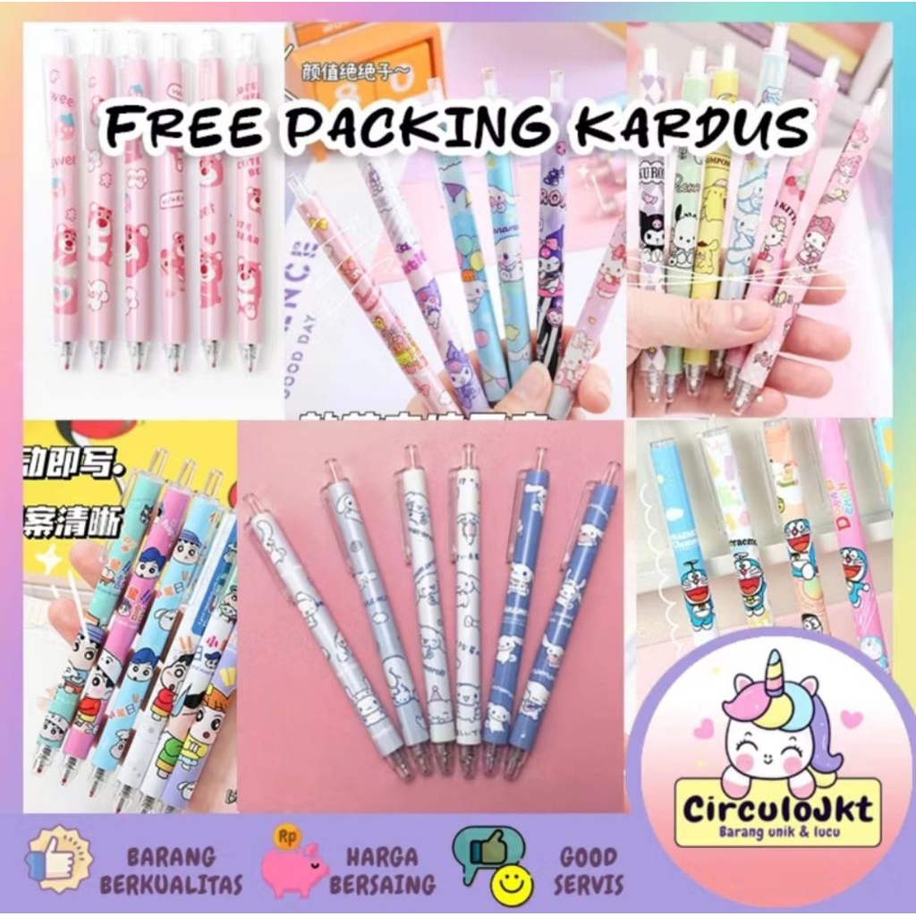 

Pulpen Gel mekanik karakter lucu, Pena gel karakter sanrio, cinnamoroll isi 6. alat tulis anak lucu