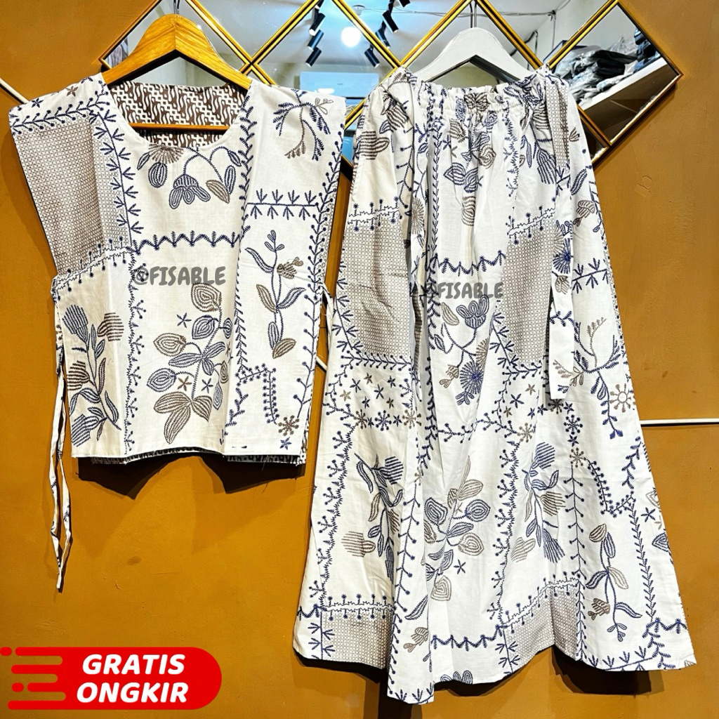 Setelan Vest Batik Rok Dewasa | One Set Batik Rok Premium Setelan Rok Payung