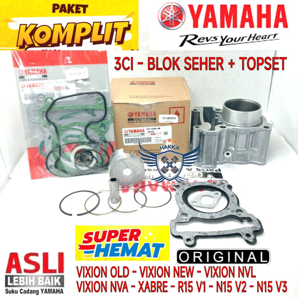 3CI ORIGINAL BLOK SEHER + TOPSET YAMAHA VIXION OLD, BLOK SEHER YAMAHA VIXION NEW, BLOK SEHER YAMAHA 