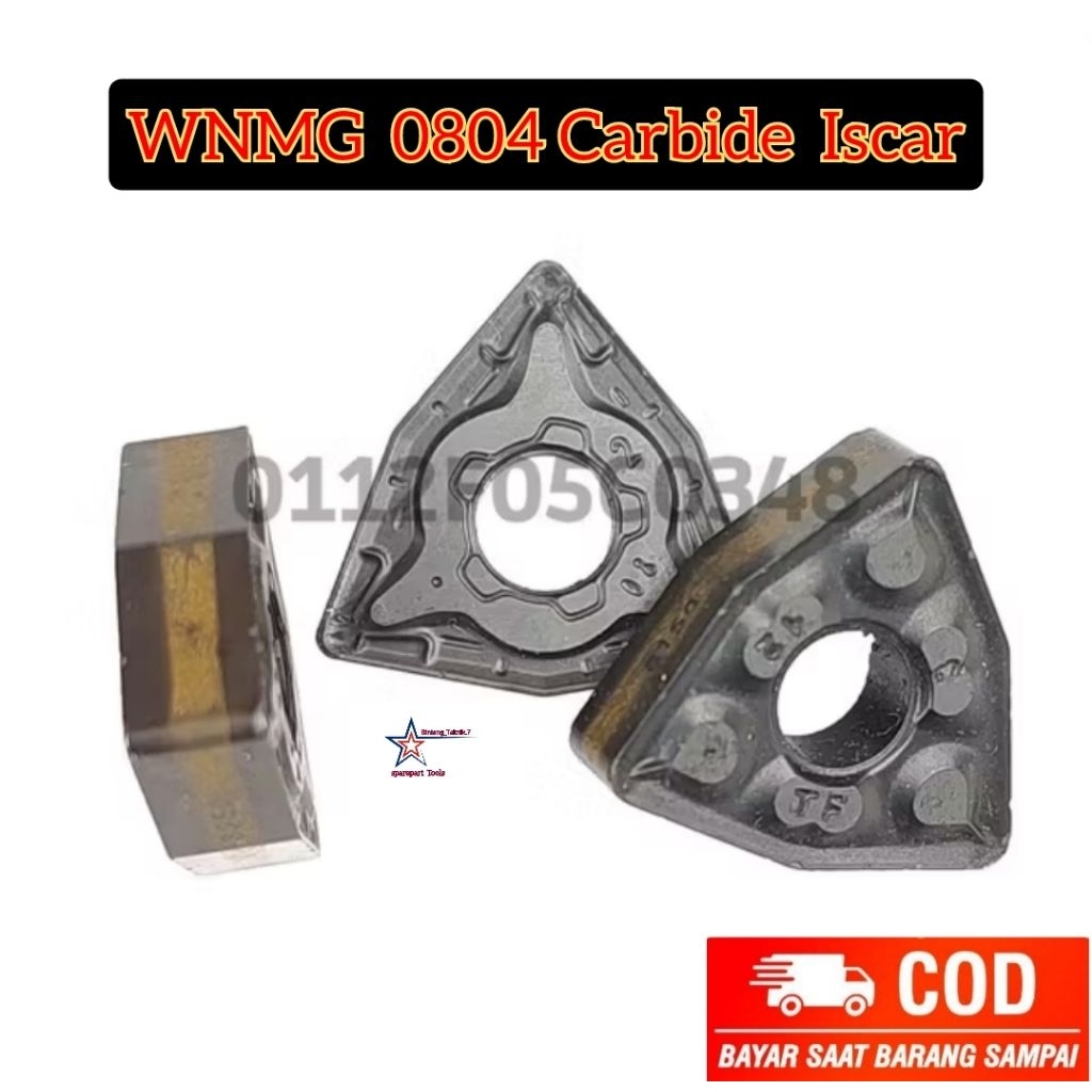 Insert carbide.pahat bubut WNMG080408 brand ISCAR Kondisi bekas.cocok untuk material besi n stainles