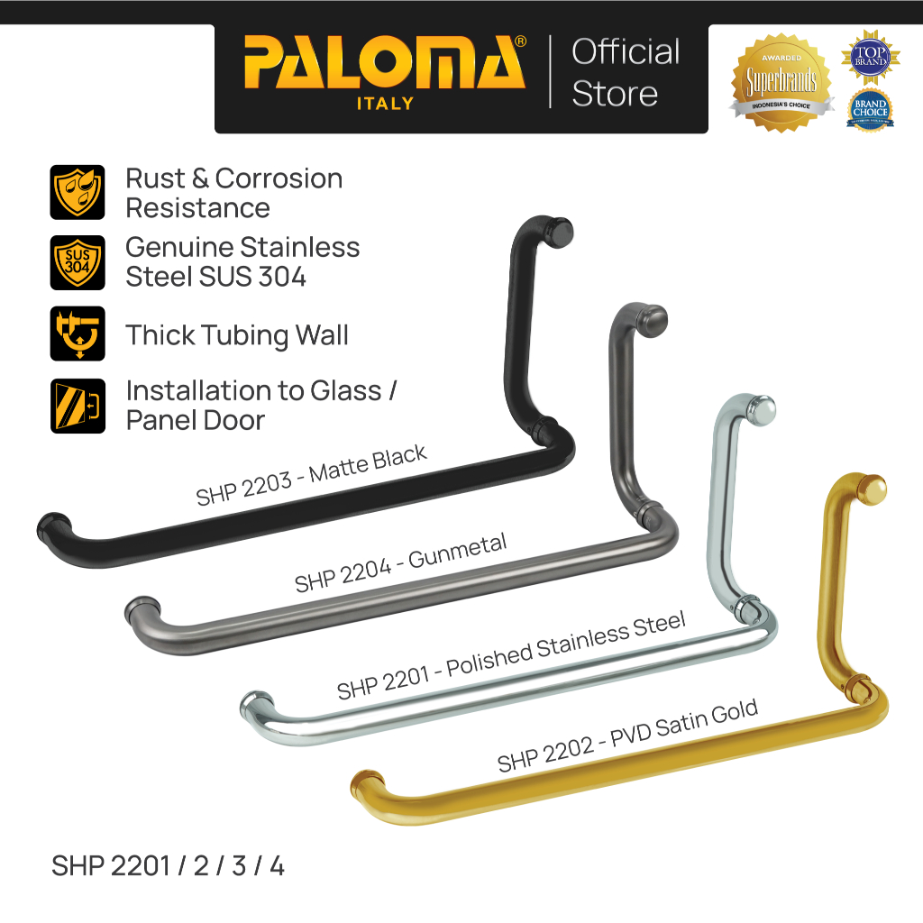 PALOMA Gagang Tarikan Pintu Kaca Door Pull Handle Glass Door Shower Cublicle Box Kamar Mandi Bathroo