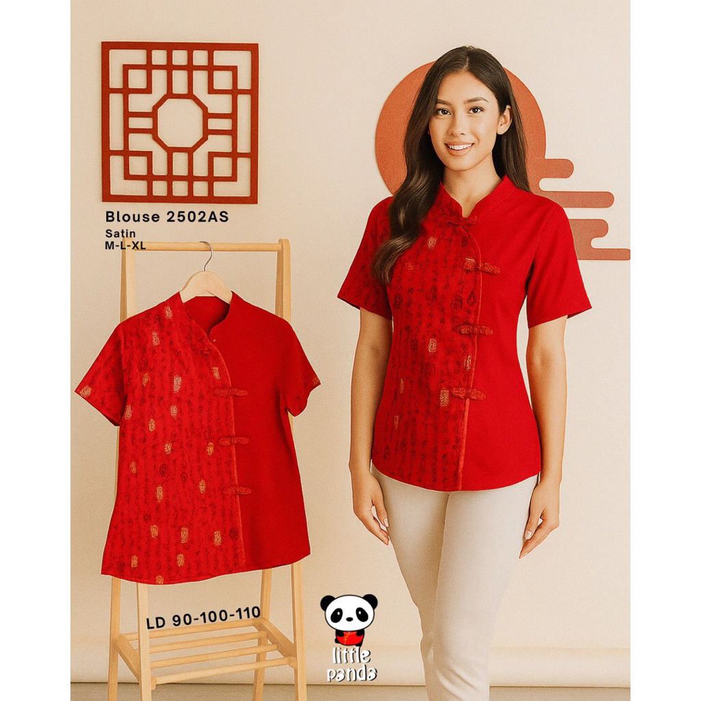 blouse/blus sincia imlek merah kombinasi