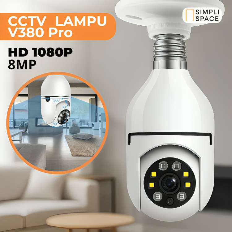 CCTV V380 Pro Tanpa Kabel 8MP CCTV Lampu Bohlam Indoor Wifi 360 PTZ