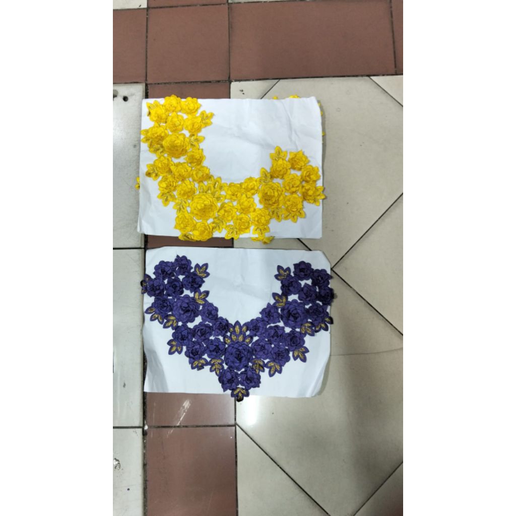 bordir timbul tempel/kerah tempel bunga timbul